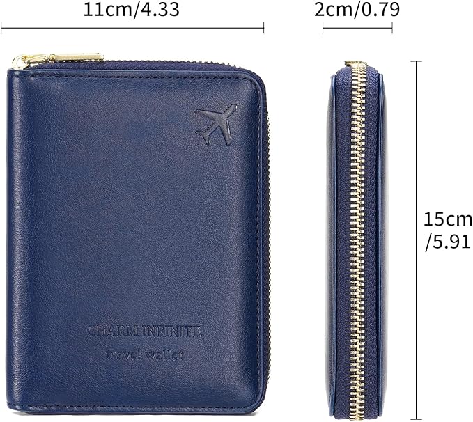 Travel Passport Wallet RFID Blocking Passport Holder-Women and Men with Zippered Ladies Passport Cover