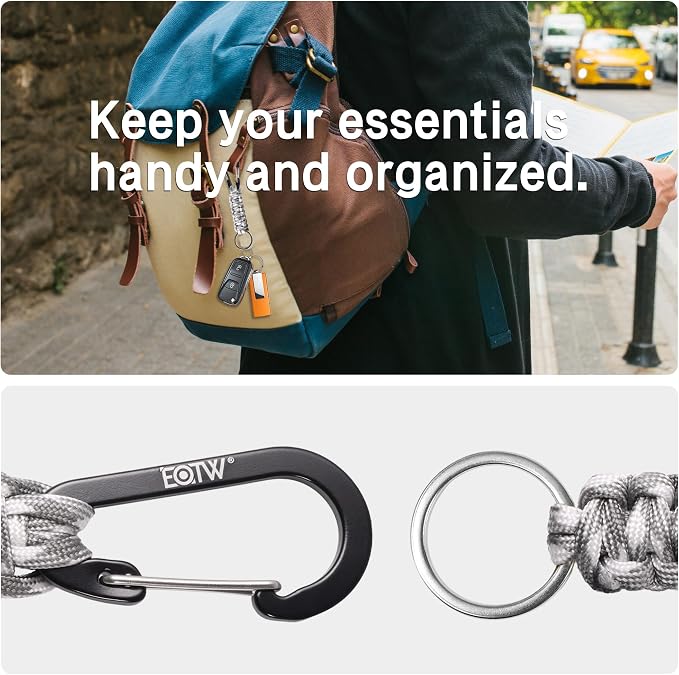 EOTW Carabiner Keychain,Paracord Keychain Small Aluminum Clip D Ring for Camping, Hiking, Fishing, Or As A Key Organizer