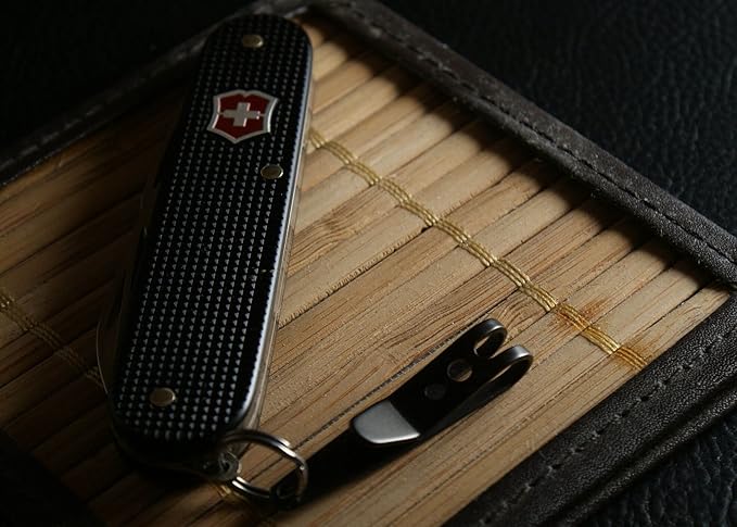 TEC Accessories - P-7 Suspension Clip - Stainless Spring Steel, Black Diamond Finish - Everyday Carry - Keychain Accessory