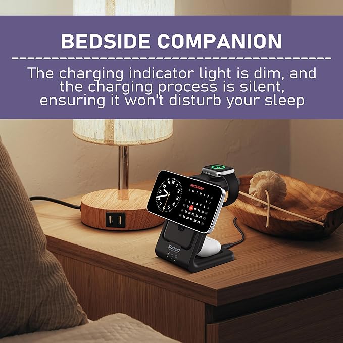Smtcsl 3 in 1 Wireless Charging Station: 10000mAh Removable Power Bank Charger Stand for Phone/Watch/Air Pods - Portable Magnetic Battery Pack for Air 17 16 15 14 13 12 Series