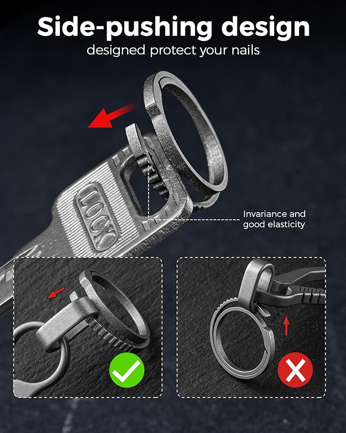 FEGVE Titanium Key Chain Rings for Home Keys, Bag Pendant
