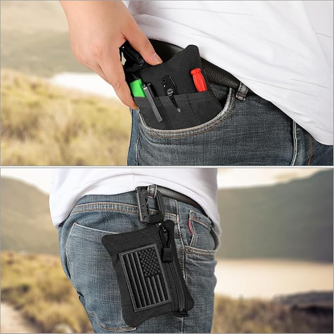 FRTKK 2 Pack Tactical Compact EDC Pouches Military Molle Utility Pouch Accessories Organizer Pouch Coin Purse Keychain Pocket Credit Card Holder Waist Pack