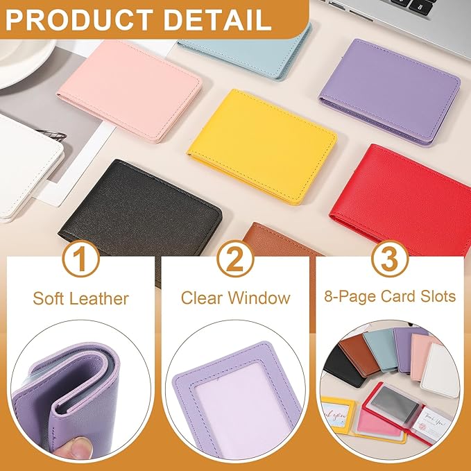 uxcell Leather Credit Card Holder, 10 Slots Blank Driver's License Holder for Women and Men, Multi-Functional Card Organizer for Documents, ID Cards, License(Purple)