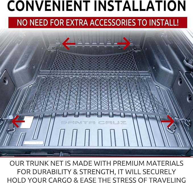 Floor Style Elastic Trunk Cargo Net for Hyundai Santa Cruz 2022-2026 - Premium Trunk Organizers & Storage - Cargo Net for Pickup Truck Bed - Truck Bed Divider - Car Organizer for Pickup