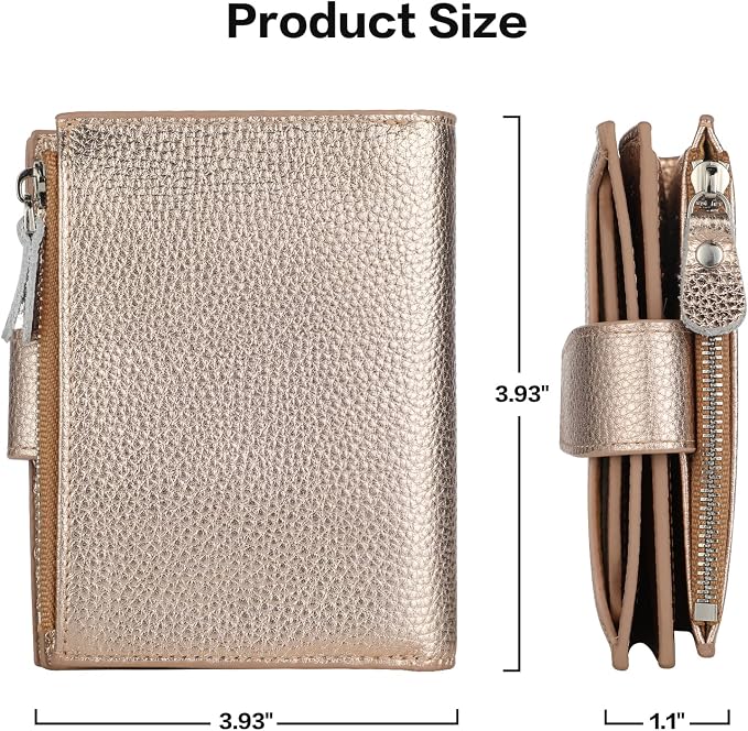 Lavemi Small Compact Women Wallet RFID Blocking Genuine Leather Bifold Purse with ID Windows