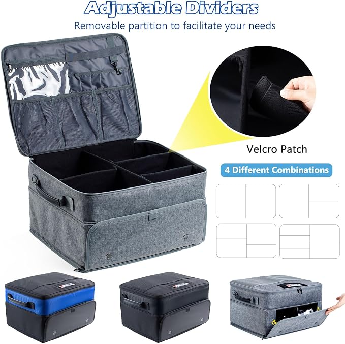 Upgraded Trunk Organizer - Separate Compartment for 2 Pair Shoes, Car Locker Organizer for Golf Balls, Gloves, Accessories