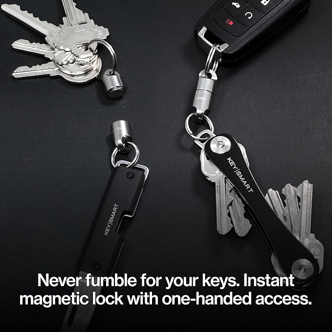 KeySmart MagConnect Magnetic Key Holder for Purse, Key Chains for Car Keys - Detachable Key Ring Quick Release Keychain