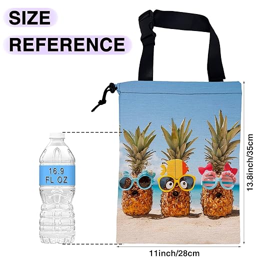 Car Trash Bag Hanging Funny Pineapple on The Beach Car Trash Can for Back Seat Waterproof Car Garbage Can with Adjustable Straps and Drawstring for Car Accessories Vehicle Travelling Camping