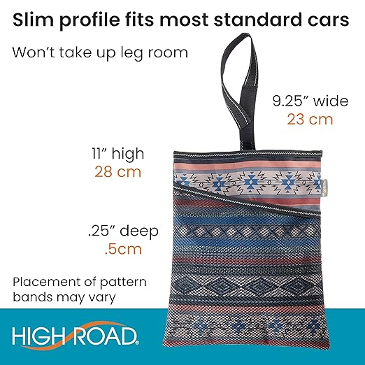 High Road Hanging Car Trash Bag with Waterproof Leakproof Liner, Storage Pocket and Adjustable Strap to Hang in The Front or Back Seat - Southwest