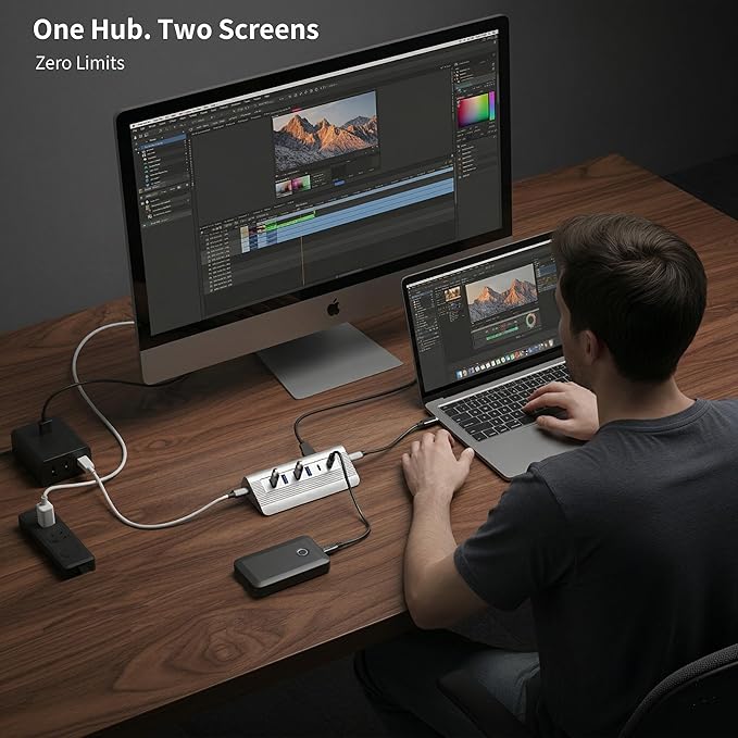 USB C Hub 10-in-1 Detachable Cable, USB 3.2 Gen2 10Gbps ??4K 60Hz HDMI, 100W PD, SD/Micro SD ??Docking Station for MacBook Pro/Air M1-M5, Windows Laptop, Mac mini, iPad Pro (Space Gray)