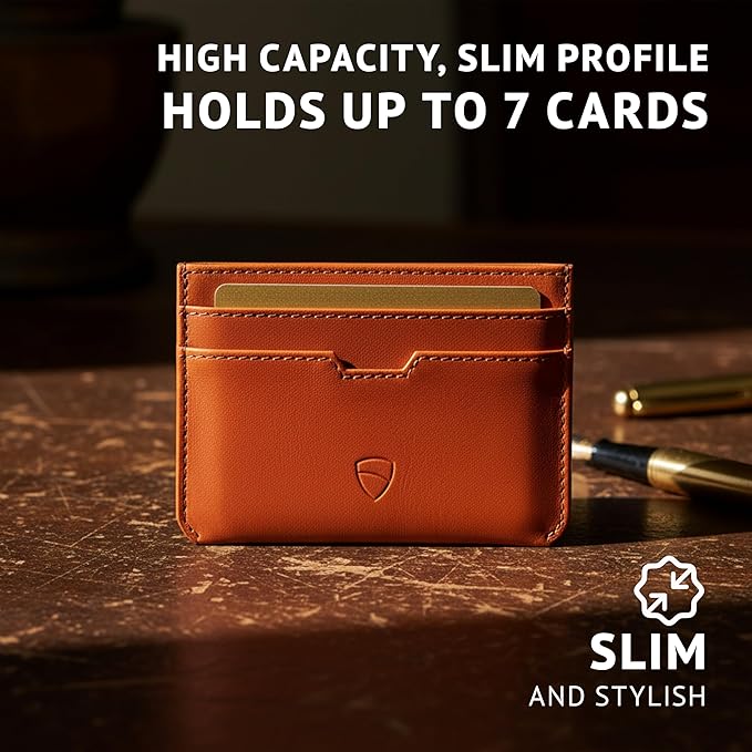 Vaultskin MOORGATE Slim Card Holder – Minimalist Leather Wallet with RFID Blocking, Front Pocket Credit Card Case for Men & Women