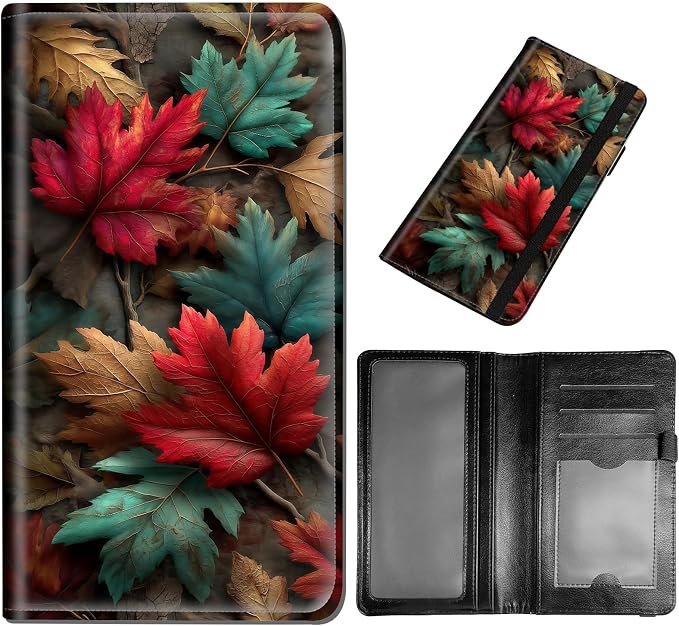 DEGDFSGR Checkbook Cover PU Leather Checkbook Covers for Women for Duplicate Checks, Check Book Covers with RFID Blocking Function for Personal Checkbook, Fallen Leaves