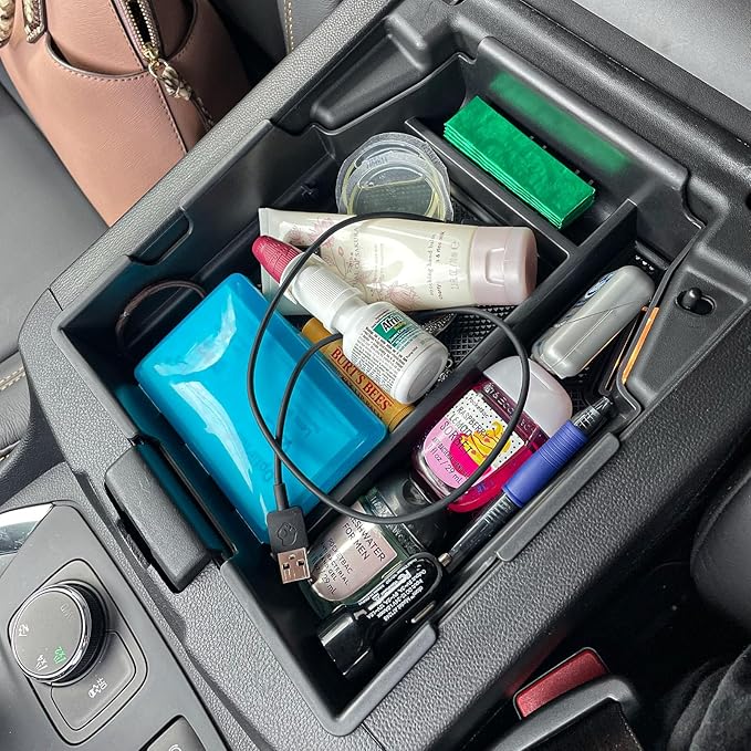 TACOBRO Center Console Organizer Compatible with Chevy Traverse 2018 2019 2020 2021 2022 2023 Accessories, Armrest Insert Tray Secondary Storage Box ABS, Black