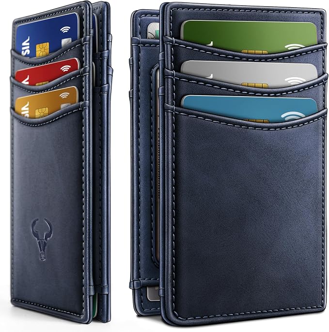 BULLIANT Slim Wallet For Men 12Cards,Magnetic Flip Build-in Money Clip Airtag Compatible-RFID Blocking