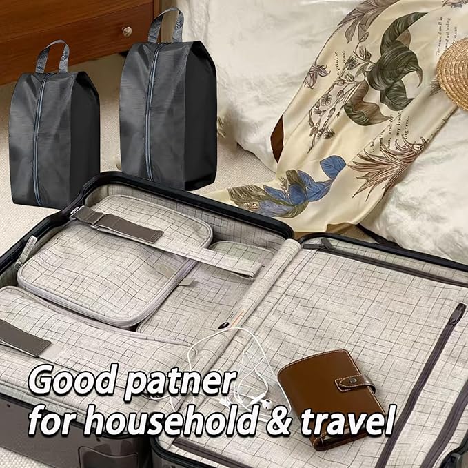 4 Pack Waterproof Shoe Bags, Extra Large Travel Shoe Bag Portable Packing, Zipper & Handle Bag for Gym/Storage/Luggage/Closet Men & Women