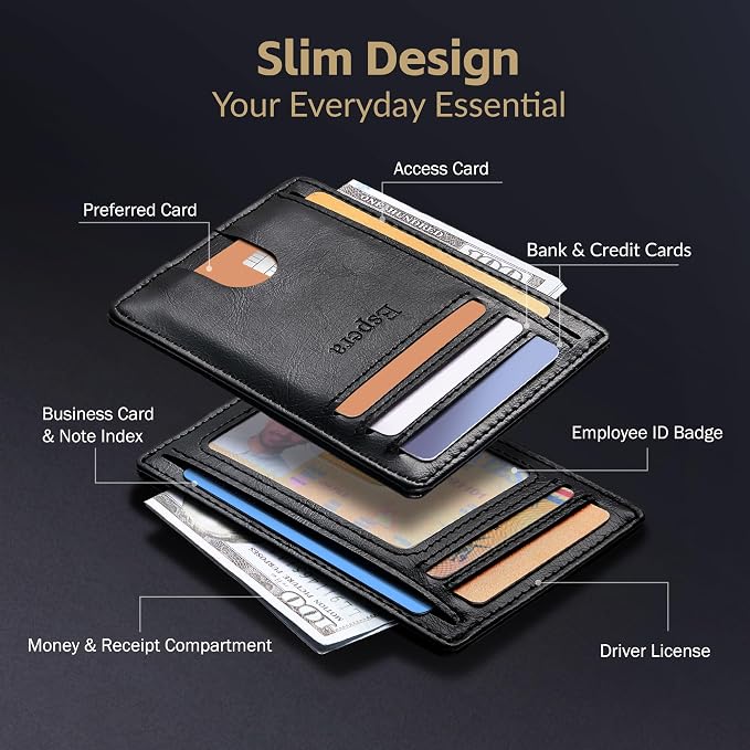 Espera Slim Minimalist Front Pocket Wallet for Men, RFID Blocking Credit Card Holder, Thin Travel ID Card Case, Gifts for Men