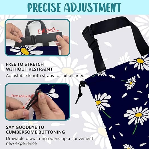 Car Garbage Bag Colorful Floral Spring Daisy Drawstring Car Trash Bag Hanging for Back Seat with Adjustable Buckle Canvas Vehicle Trash Can Easy-to-Install