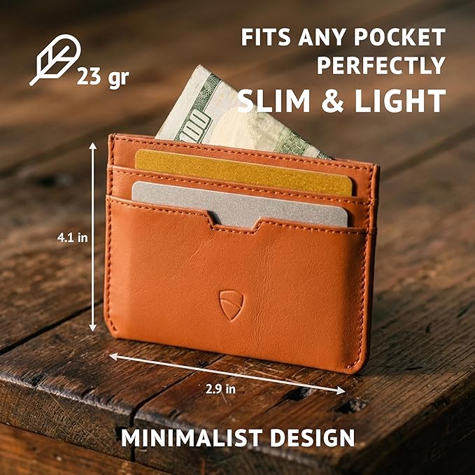 Vaultskin MOORGATE Slim Card Holder – Minimalist Leather Wallet with RFID Blocking, Front Pocket Credit Card Case for Men & Women