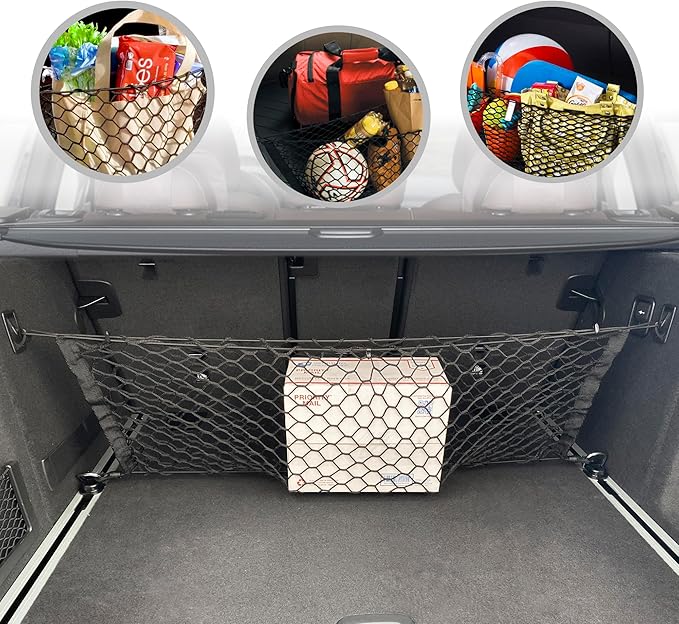 Envelope Style Automotive Elastic Trunk Mesh Cargo Net for BMW X3 Accessories 2017-2025 - Premium Trunk Organizers and Storage - Luggage Net for Crossover - Best Car Organizer for BMW X3