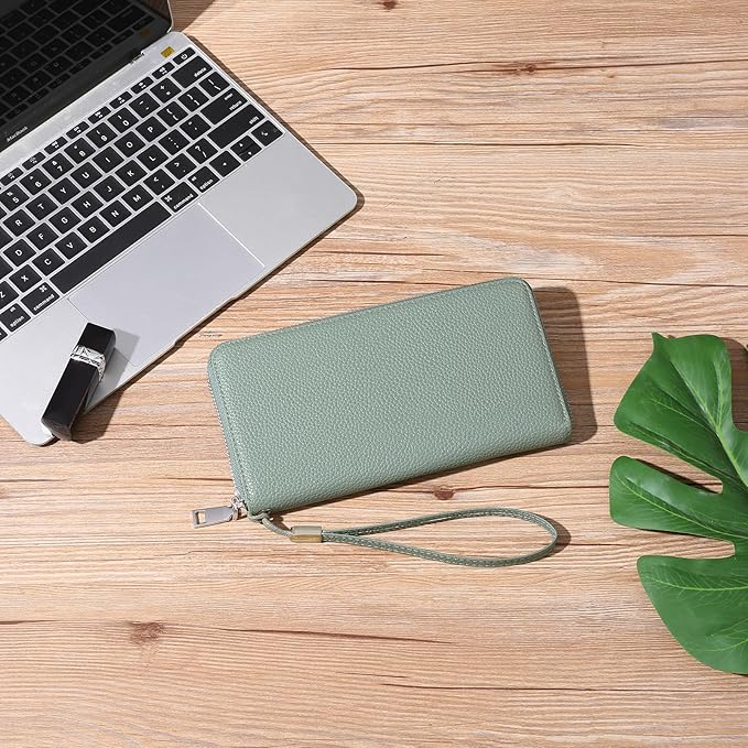 GOIACII Womens Wallet RFID Blocking Leather Zip Around Wallet Large Capacity Long Purse Credit Card Clutch Wristlet | RFID Blocking, Zip Around, Large Capacity, Long, Credit Card, Clutch