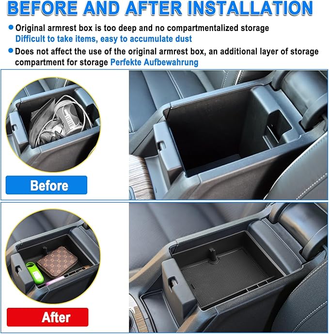 SHAOHAO 2023 GMC Acadia Center Console Organizer - Fit for 2018-2023 Acadia SL, SLE, SLT, AT4, Denali - Secondary Storage Box Insert Tray Pallet
