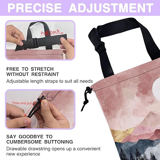 Car Trash Bag Forest Mountain Moon Landscape Car Trash Bin Leakproof Waterproof Car Trash Can for Back Seat, Foldable Car Garbage Bag with Adjustable Straps and Drawstring for Car Accessories