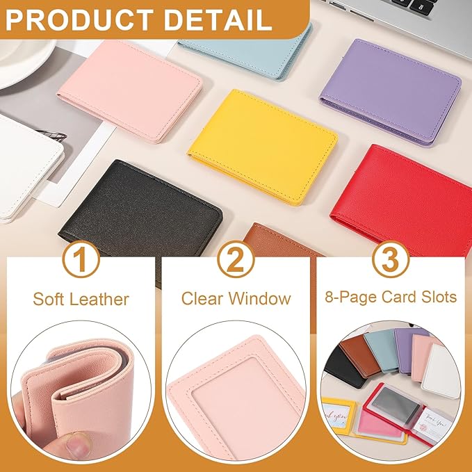 uxcell Leather Credit Card Holder, 10 Slots Blank Driver's License Holder for Women and Men, Multi-Functional Card Organizer for Documents, ID Cards, License(Pink)