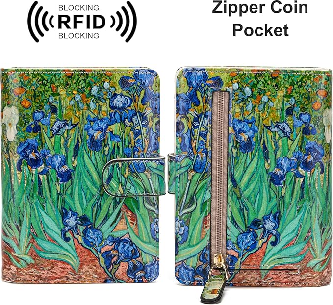 Passport Holder for Travel Essentials, RFID Blocking Passport Wallet Cover with Magnetic Closure, Passport Book Holders for Women and Men (Irises)