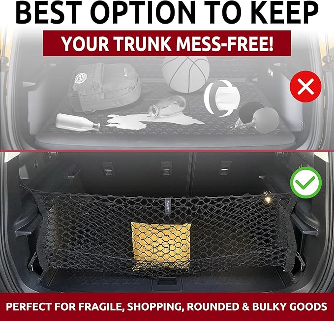 Envelope Style Elastic Trunk Mesh Cargo Net for Ford Bronco Sport 2021-2024 - Premium Trunk Organizers and Storage - Luggage Net for SUV - Best Car Organizer for Ford Bronco Sport