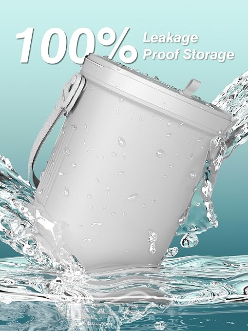 Garoopion Waterproof Car Garbage Can, 1.9 Gallon Soft Silicone Hanging Trash Can for Car with Lid, Easy to Clean Multi-Purpose Automotive Garbage Bin