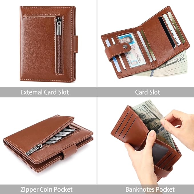 FALAN MULE Wallet for Men Leather RFID Blocking Bifold Credit Card Holder with ID Window