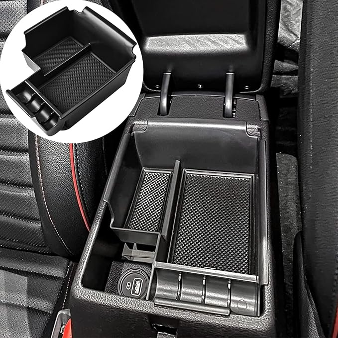 TACORBO Center Console Organizer Compatible with 2019 2020 2021 2022 2023 2024 Kia Forte GT Accessories, Forte LX/LXs/GT-Line/GT/GT Manual Insert Tray ABS Armrest Secondary Storage Box, Black