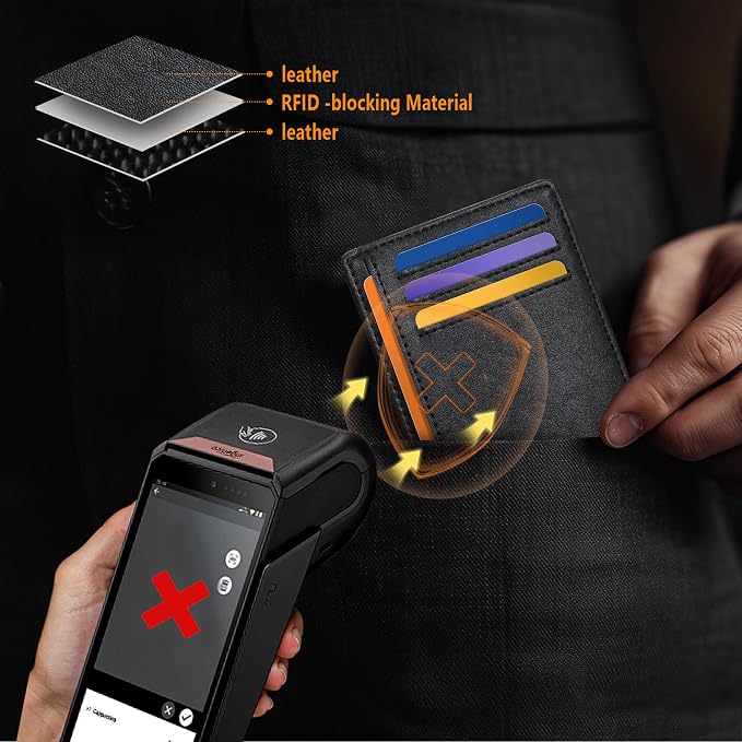 Travelambo Slim Minimalist Wallet for Men, RFID Blocking Credit Card Holder, Front Pocket ID Card Case, Gifts for Men, Husband, Boyfriend, Teenage