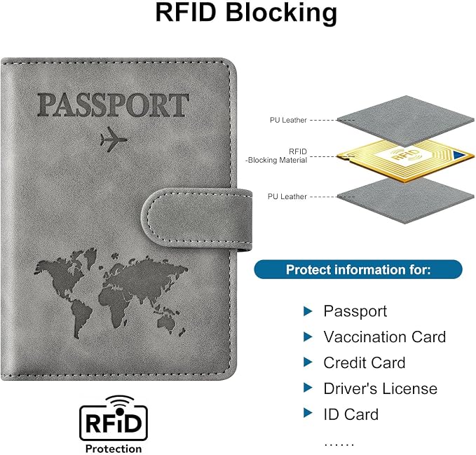 Passport Holder for Travel Women and Men RFID Passport Holder with Card Slots Holder Passport Case Passport cover Passport Wallet Travel Essentials and Accessories