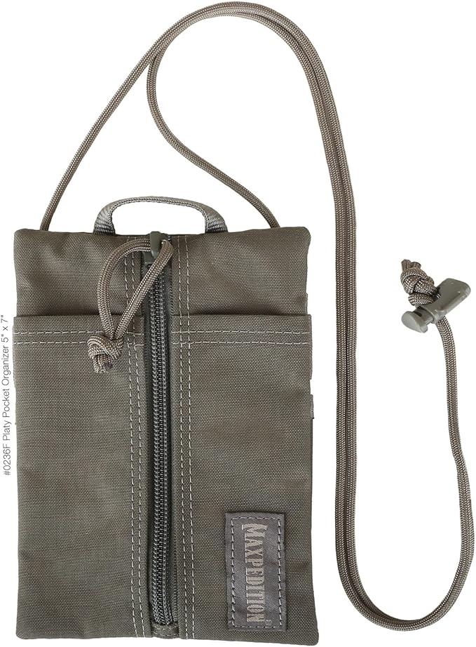 MAXPEDITION Platy Pocket Organizer, Durable EDC Tool Pouch for Men, Neck Wallet with Paracord Lanyard, Holds Flashlight, Multitool, Pen, Notebook