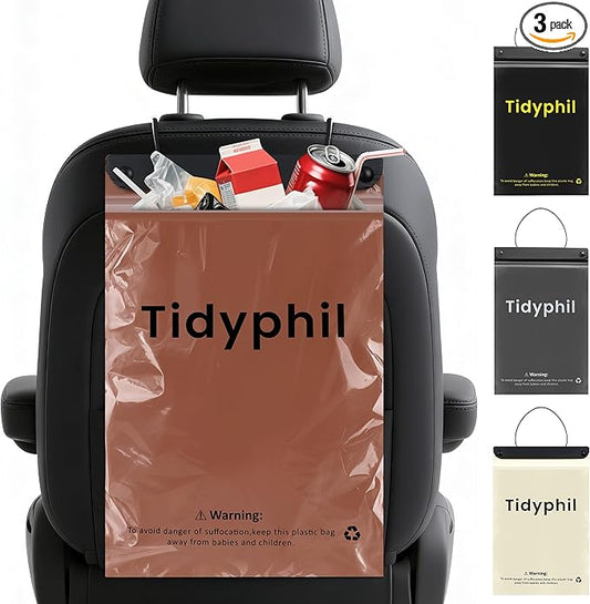 150 PCS Disposable Car Trash Bags Hanging, Leak-proof, Odor Seal. 2 Gallon Car Garbage Bags, Big Capacity. Independent of Car Trash Can, Easy Stick-On Car trash Bin for Car, SUV, Truck, Stroller.Brown