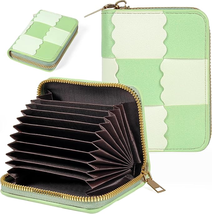 EcoVision Credit Card Holder RFID Card Case Wallet, Small Accordion Zipper Card Case Holder, Card Organizer Case for Women Men