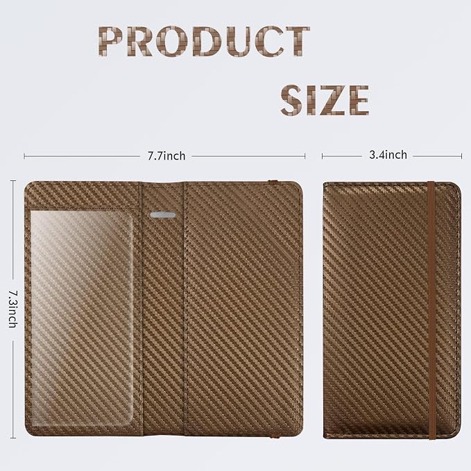 Checkbook Cover for Men Women, Premium Leather Checkbook Holder with RFID Blocking and Built in Clear Plastic Divider for Personal and Business Checks (Brown Carbon)