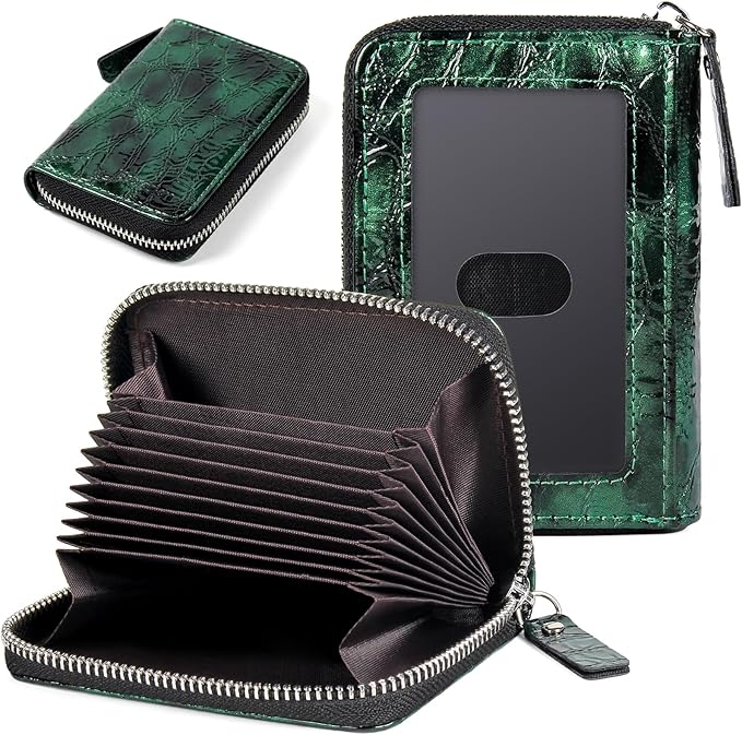 EcoVision Credit Card Holder RFID Card Case Wallet, Small Accordion Zipper Card Case Holder, Card Organizer Case for Women Men