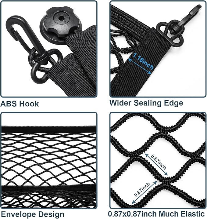 Cargo Net for SUV Trunk Net Organizer 35.4 x 11.8 inches, Elastic Heavy Duty Storage Mesh Net with Hooks Double-Layer Car Rear Cargo Net for Sedan, Vehicle