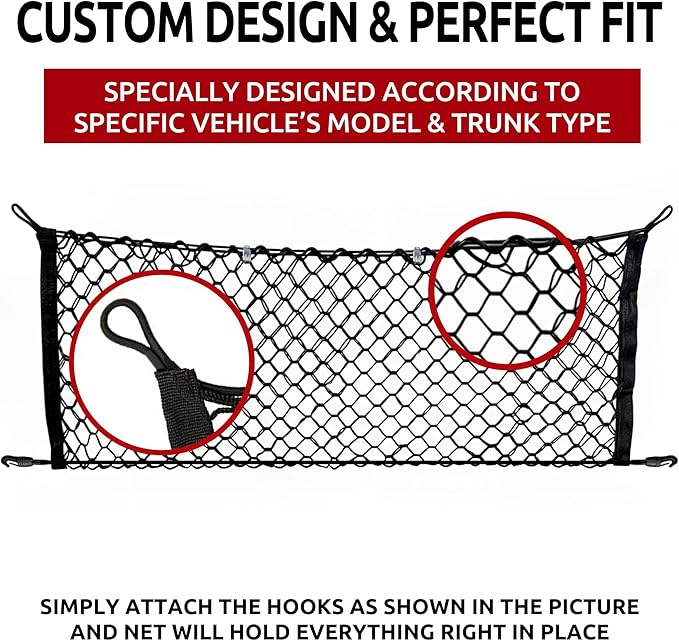 Envelope Style Automotive Elastic Trunk Mesh Cargo Net for Volkswagen Taos S SE SEL 2021-2025 - Premium Trunk Organizer and Storage - Luggage Net for SUV - Best Car Organizer for Volkswagen Taos