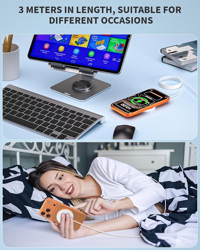 10FT Magnetic Wireless Charger,2Pack Fast Apple Mag-Safe Charger Magnet Charging Pad Mag Safe Charging for iPhone 17Pro Max/16 Pro Max/16Pro/16/iPhone 15Pro Max/15 Plus/14/13/12/AirPods 3/2/Pro/Pro 2
