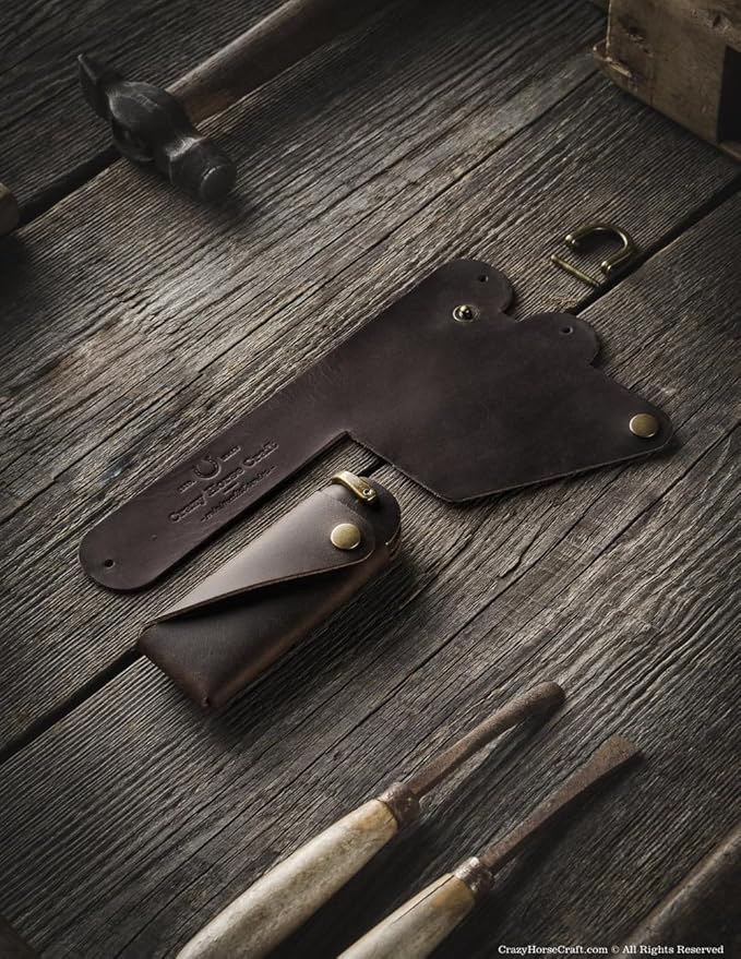 Crazy Horse Craft, Leather Key Holder, Keychain, Minimalist Keyring, Fob, EDC Organizer Cover Sleeve Finder Bag Tag Case