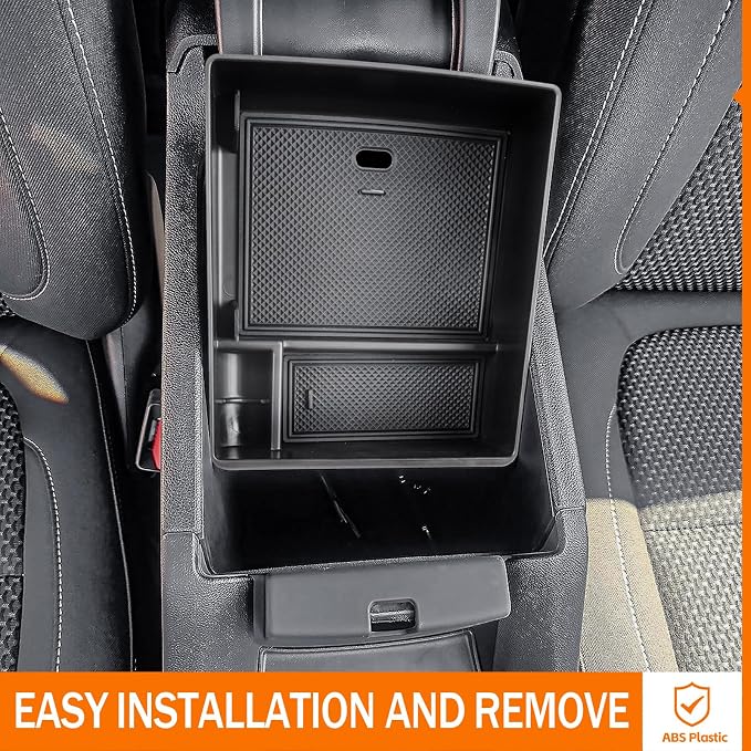 Center Console Organizer Compatible with GMC Acadia 2017 2018 2019 2020 2021 2022 2023 Accessories, Armrest Insert Secondary Storage Box ABS, Black Trim