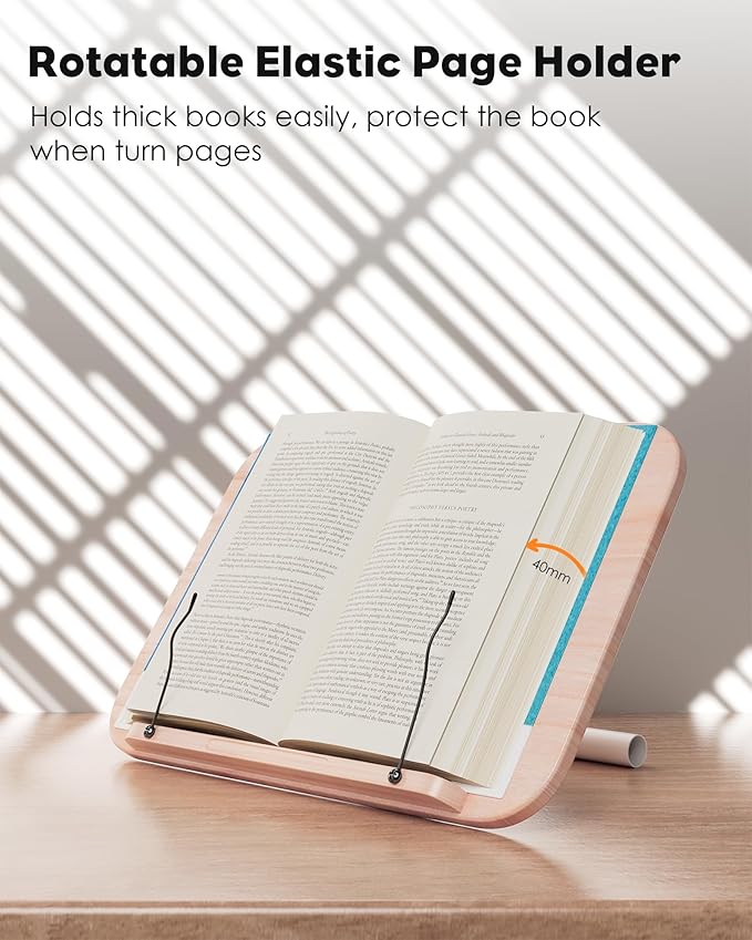 aboutool 2 in 1 Dual-use Floor Book Stand & Desktop Book Stand,Height Adjustable from 33-63in, Adjustable Book Holder with Elastic Page Clips for Music Scores, Recipe, Tablet, Laptop(White)