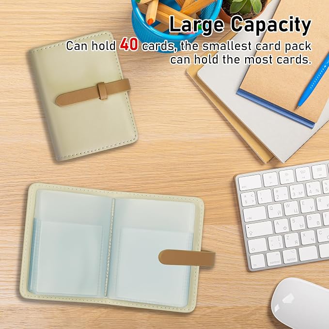 Credit Card Holder with 40 Suitable Slot, ID Card Case PU Leather Wallet for Women Men Business Organiser Pocket (Beige White)