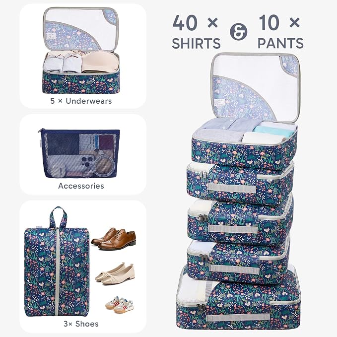 OlarHike 10 Set Packing Cubes for Travel, Gifts for Women Mom,Anti-Tearing Suitcase Organizer with Over-1000 pack Mesh Holes, Vacation Essentials & Accessories for Cruise Ship