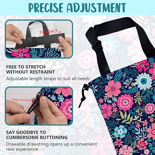 Car Garbage Bag Abstract Blue Pink Flowers Hanging Canvas Car Trash Bag Waterproof Drawstring Car Back Seat Organizer for Car Back Front Seat Console with Adjustable Buckle