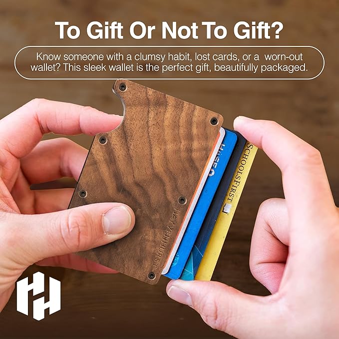 Hayvenhurst Wallet for Men - Slim RFID Blocking Metal Wallet with Cash Strap, Minimalist Front Pocket Credit Card Holder, Small Mens Wallet