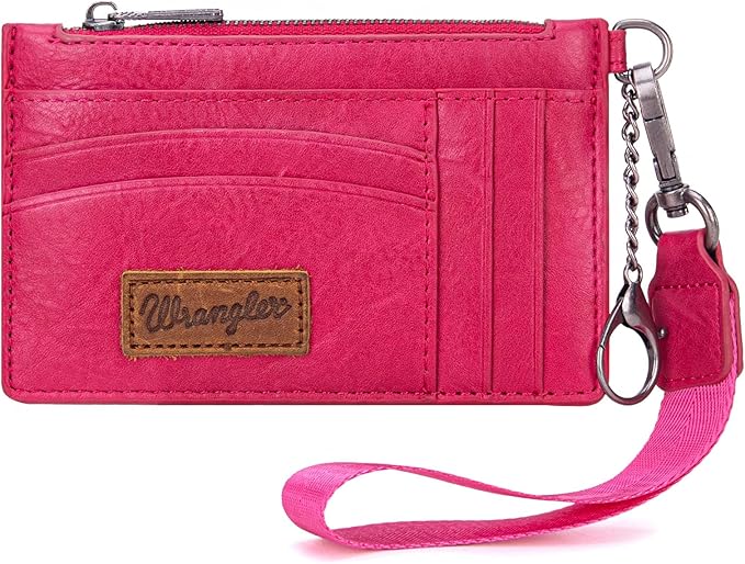 Montana West X Wrangler Credit Card Holder for Women Card & ID Cases Womens Slim Wallet for Cash and Cards Keychain Wallet with Wristlet Strap